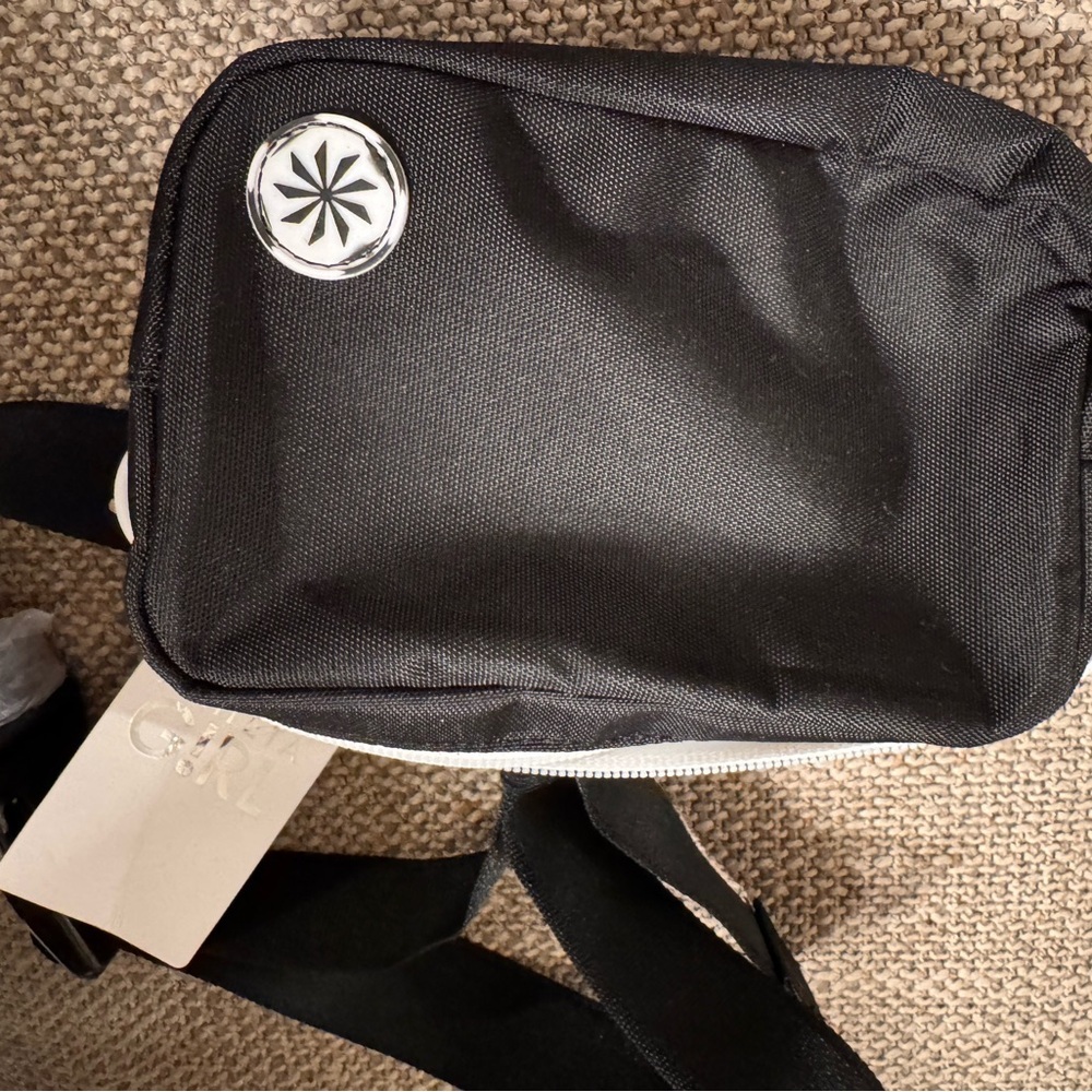 Athleta Black Crossbody or Belt Bag with white details